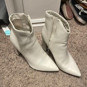 White faux leather bootie